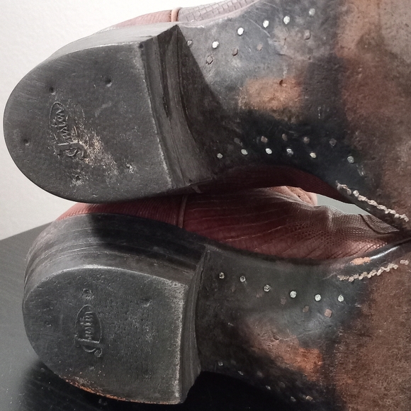 Justin 9.5D Mens Lizard Classic Western Boots Tan Style 8306 - Picture 13 of 15